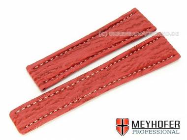 Uhrenarmband -Genua- 22mm rot Hai wei�e Naht f�r Breitling von MEYHOFER (Schlie�enansto� 18 mm) - Bild vergr��ern 