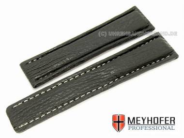 Uhrenarmband -Genua- 22mm schwarz Hai wei�e Naht f�r Breitling von MEYHOFER (Schlie�enansto� 18 mm) - Bild vergr��ern 