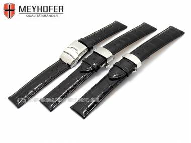 Uhrenarmband -Narvik- 22mm schwarz von MEYHOFER Faltschlie�e-3 Versionen (Schlie�enansto� 20 mm) - Bild vergr��ern 