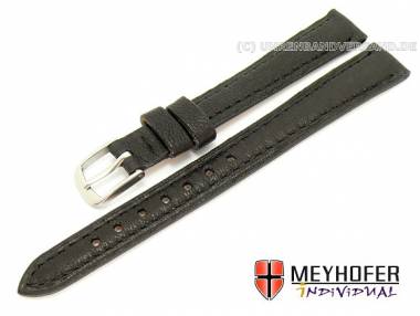 Uhrenarmband -Alvesta- 14mm schwarz genarbt echt Kalb von MEYHOFER (Schlie�enansto� 12 mm) - Bild vergr��ern 