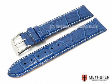 Uhrenarmband -Salzburg- XL 17mm blau Alligatorpr�gung von MEYHOFER (Schlie�enansto� 16 mm) - Bild vergr��ern 
