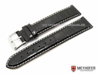 Uhrenarmband -Salzburg- XL 19mm schwarz Alligatorpr�gung von MEYHOFER (Schlie�enansto� 18 mm) - Bild vergr��ern 
