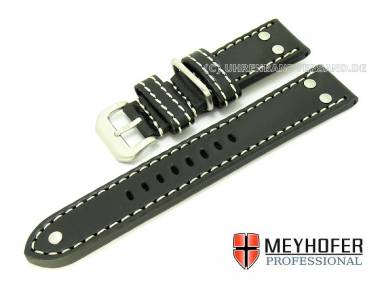 Uhrenarmband -Eindhoven-  24mm schwarz Fliegerbandoptik glatt von MEYHOFER (Schlie�enansto� 22 mm) - Bild vergr��ern 