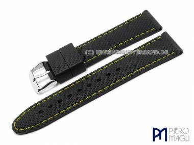 Uhrenarmband 22mm schwarz Silikon gelbe Kontrastnaht von Piero Magli (Schlie�enansto� 20 mm) - Bild vergr��ern 