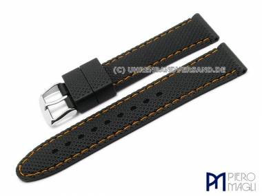 Uhrenarmband 18mm schwarz Silikon orangefarbene Kontrastnaht von Piero Magli (Schlie�enansto� 16 mm) - Bild vergr��ern 