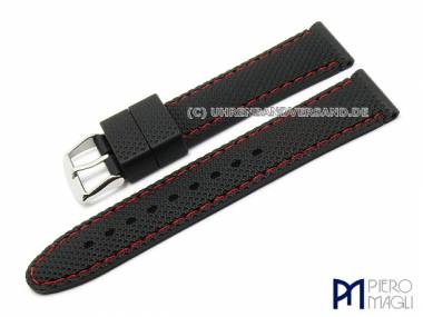 Uhrenarmband 22mm schwarz Silikon rote Kontrastnaht von Piero Magli (Schlie�enansto� 20 mm) - Bild vergr��ern 