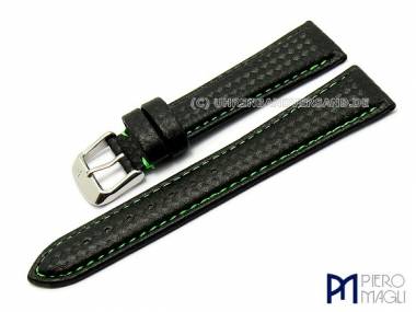 Uhrenarmband -Carbon Sport- 24mm schwarz neongr�ne Naht Carbon Piero Magli (Schlie�enansto� 20 mm) - Bild vergr��ern 
