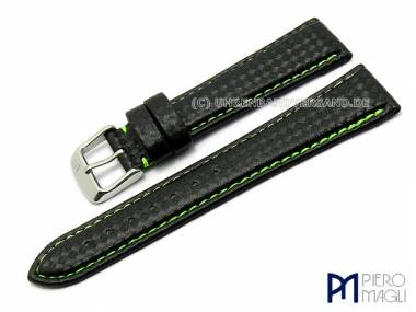 Uhrenarmband -Carbon Sport- 24mm schwarz neongelbe Naht Carbon Piero Magli (Schlie�enansto� 20 mm) - Bild vergr��ern 
