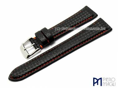 Uhrenarmband -Carbon Sport- 24mm schwarz orangefrab. Naht Carbon Piero Magli (Schlie�enansto� 20 mm) - Bild vergr��ern 