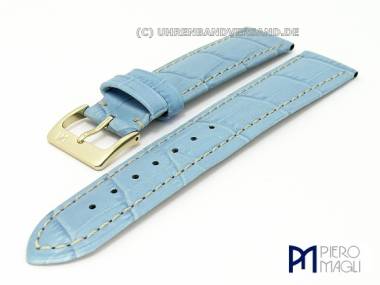 Uhrenband 26mm hellblau Alligator-Pr�gung elegant wei�e Naht Piero Magli (Schlie�enansto� 24 mm) - Bild vergr��ern 