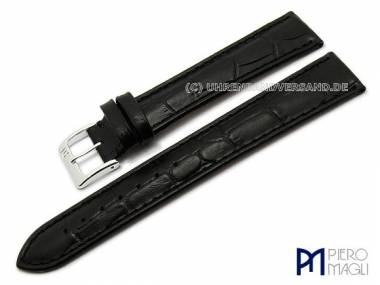 Uhrenarmband -Alligator superlang- XL 18mm schwarz Allig.-Pr�g. Piero Magli (Schlie�enansto� 16 mm) - Bild vergr��ern 