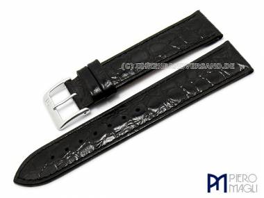 Uhrenarmband 20mm schwarz Kroko-Pr�gung seidenmatt abgen�ht von Piero Magli (Schlie�enansto� 18 mm) - Bild vergr��ern 