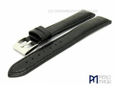 Uhrenband XL extralang -Crocco Grain- 20mm schwarz Allig.-Pr�g. Piero Magli (Schlie�enansto� 18 mm) - Bild vergr��ern 