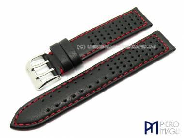 Uhrenarmband 24mm schwarz -Holes- rote Naht von Piero Magli - Bild vergr��ern 