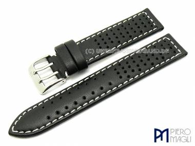 Uhrenarmband 20mm schwarz -Holes- wei�e Naht von Piero Magli - Bild vergr��ern 