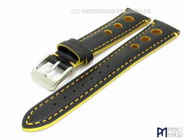 Uhrenarmband 18mm schwarz/gelb -Racer- sportliches Design von Piero Magli (Schlie�enansto� 16 mm) - Bild vergr��ern 