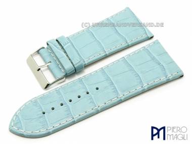 Uhrenband 32mm hellblau Alligator-Pr�gung elegant wei�e Naht Piero Magli (Schlie�enansto� 28 mm) - Bild vergr��ern 