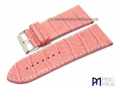 Uhrenband 36mm rosa Alligator-Pr�gung elegant wei�e Naht von Piero Magli (Schlie�enansto� 30 mm) - Bild vergr��ern 