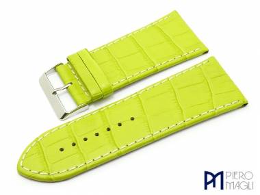 Uhrenband 34mm gr�n Alligator-Pr�gung wei�e Naht von Piero Magli (Schlie�enansto� 30 mm) - Bild vergr��ern 