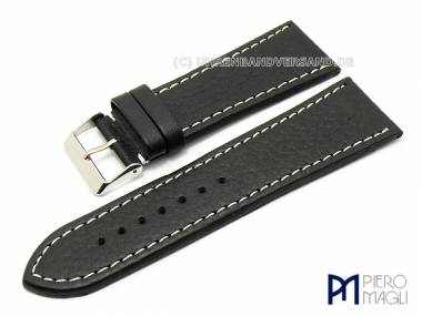 Uhrenband 28mm -Karabu Large- schwarz Leder wei�e Naht von Piero Magli (Schlie�enansto� 24 mm) - Bild vergr��ern 