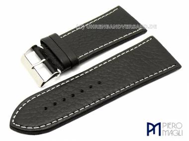 Uhrenband 34mm -Karabu Large- schwarz Leder genarbt wei�e Naht Piero Magli (Schlie�enansto� 30 mm) - Bild vergr��ern 