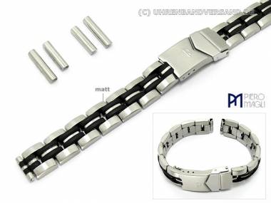 Uhrenband Edelstahl bicolor (stahl-schwarz) 12-16mm Wechselansto� Massiv-Optik von Piero Magli - Bild vergr��ern 