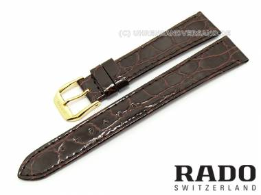 Uhrenarmband RADO 15mm Leder dunkelbraun Krokopr�gung (Schlie�enansto� 12 mm) - Bild vergr��ern 