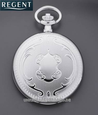 Savonette-Taschenuhr Quartz Geh�use silberfarben teilpoliert von Regent (*RG*TU*) - Bild vergr��ern 