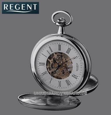 Mechanische Savonette-Taschenuhr Geh�use silberfarben Ziffernblatt wei� von Regent (*RG*TU*) - Bild vergr��ern 