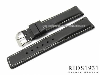 Uhrenarmband -Submariner- 20mm schwarz Rindsleder glatt von RIOS (Schlie�enansto� 18 mm) - Bild vergr��ern 