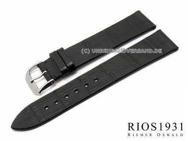Uhrenarmband XS -Miami- 16mm schwarz Alligator-Pr�gung von RIOS (Schlie�enansto� 14 mm) - Bild vergr��ern 