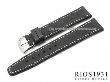 Uhrenarmband -Havana- 20mm schwarz Schweinsleder fein genarbt von RIOS (Schlie�enansto� 18 mm) - Bild vergr��ern 