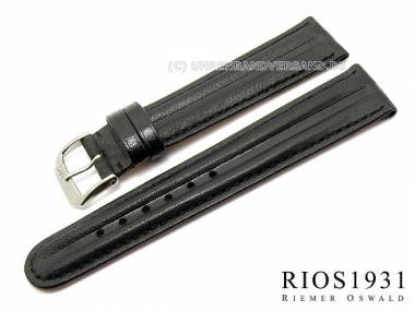 Uhrenband -Arizona Sport- 20mm schwarz abgen�ht glatt Sattelleder von RIOS (Schlie�enansto� 18 mm) - Bild vergr��ern 