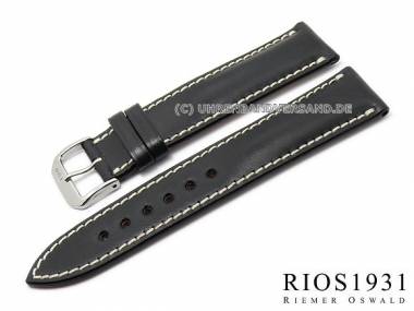 Uhrenarmband -New York- 19mm schwarz Shell Cordovan Leder von RIOS (Schlie�enansto� 16 mm) - Bild vergr��ern 