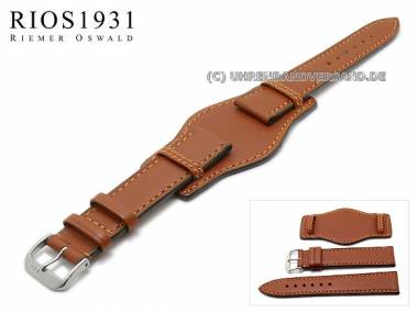 Uhrenarmband -Tula- 22mm hellbraun Juchtenleder mit Lederunterlage von RIOS (Schlie�enansto� 18 mm) - Bild vergr��ern 