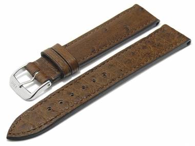 Uhrenarmband -Maison- 20mm dunkelbraun echt Strau� mit Noppen von RIOS (Schlie�enansto� 18 mm) - Bild vergr��ern 