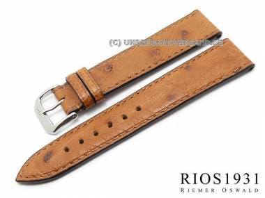 Uhrenarmband -Maison- 19mm hellbraun echt Strau� mit Noppen von RIOS (Schlie�enansto� 16 mm) - Bild vergr��ern 