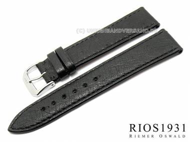 Uhrenarmband -Maison- 18mm schwarz echt Strau� mit Noppen von RIOS (Schlie�enansto� 16 mm) - Bild vergr��ern 