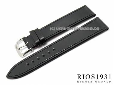 Uhrenarmband -Springfield- 18mm schwarz Shell Cordovan Leder von RIOS (Schlie�enansto� 16 mm) - Bild vergr��ern 