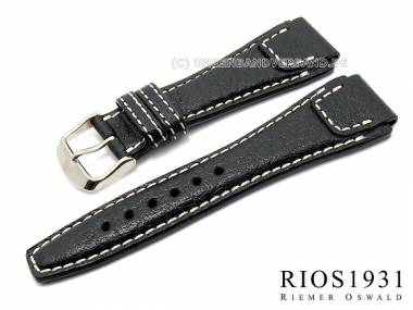 Uhrenarmband -Nature- 18mm schwarz wei�e Naht echt B�ffel Fliegerband RIOS (Schlie�enansto� 18 mm) - Bild vergr��ern 