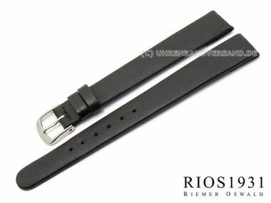Uhrarmband -Diplomat Clip- 12mm fester Steg schwarz glatt echt Leder RIOS (Schlie�enansto� 10 mm) - Bild vergr��ern 