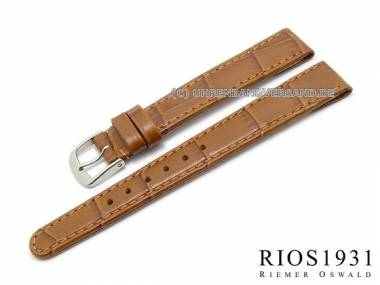 Uhrenarmband -Hornback Calf Clip- 14mm fester Steg h.braun Allig.-Pr�g. RIOS (Schlie�enansto� 12 mm) - Bild vergr��ern 