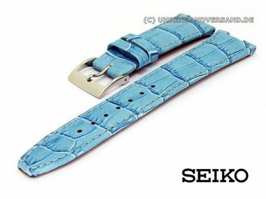 Ersatzband SEIKO 20mm Leder hellblau Alligator-Pr�gung mit Dornschlie�e f�r SNA467 etc. - Bild vergr��ern 