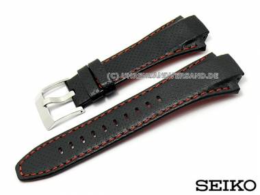 Ersatz-Uhrenarmband SEIKO schwarz Leder rote Naht Spezialansto� f�r SNL017, SNL021 - Bild vergr��ern 