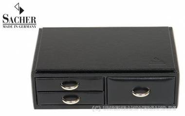 Sacher Vario-Modul f�r 3 Uhren und weiteren Schmuck echt Leder schwarz - Made in Germany - Bild vergr��ern 