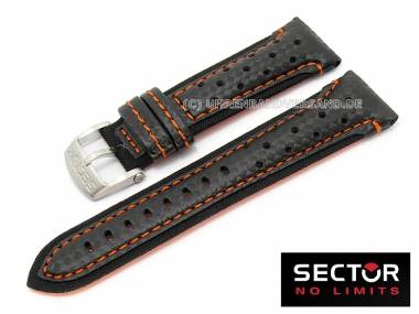 Uhrenarmband SECTOR 24mm Leder schwarz Naht orange f�r R3251102025 (Schlie�enansto� 20 mm) - Bild vergr��ern 