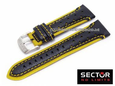 Uhrenarmband SECTOR 24mm Leder schwarz genarbt Naht gelb f�r R3251102075 (Schlie�enansto� 20 mm) - Bild vergr��ern 