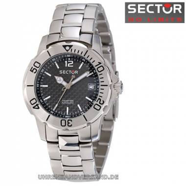 Automatikuhr Edelstahl Ziffernblatt schwarz Carbon-Optik von Sector (*SC*HU*) - Bild vergr��ern 