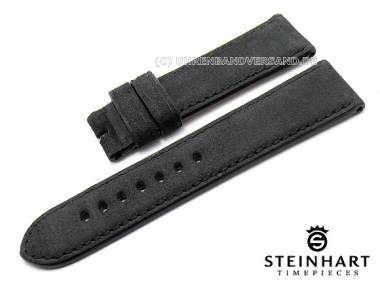 Uhrenarmband 24mm schwarz Kalbsleder abgen�ht matt gepostert von STEINHART (Schlie�enansto� 22 mm) - Bild vergr��ern 
