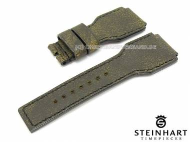 Uhrenarmband STEINHART 24mm schwarz Juchtenleder Vintage-Look (Schlie�enansto� 22 mm) - Bild vergr��ern 
